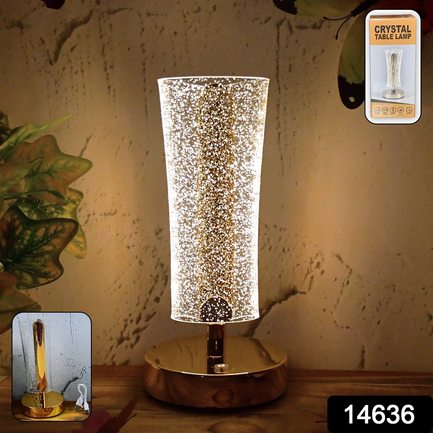 Crystal Table Lamp Sparkle Design Golden Base LED Decorative Bedside Lamp Crystal Table Lamp Sparkle Design Golden Base LED Decorative Bedside Lamp